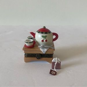 RARE NIB Vintage Cooking Club of America Afternoon Tea Set Porcelain Trinket Box